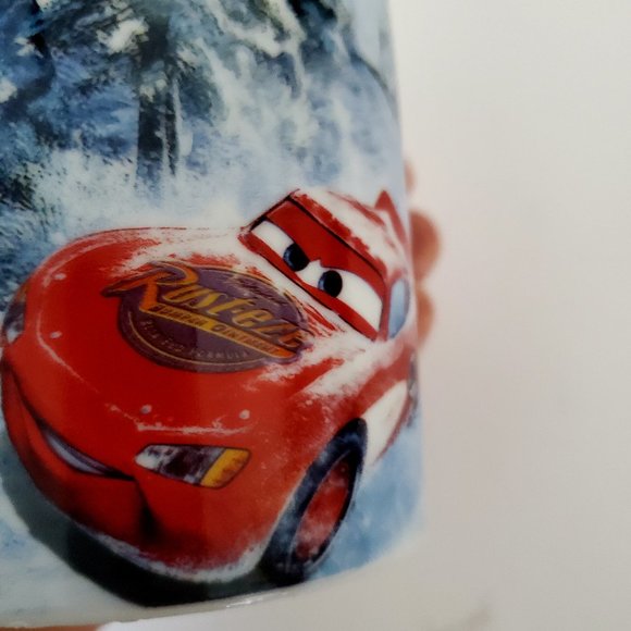 3/$15 * DISNEY CARS Movie Novelty Coffee Mug Winter Scene Red Purple Enesco Snow - Picture 5 of 6